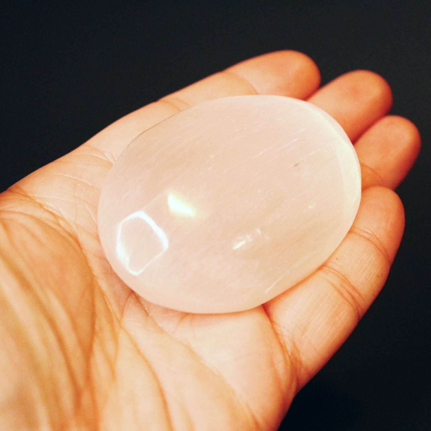 Selenite Palm Stone