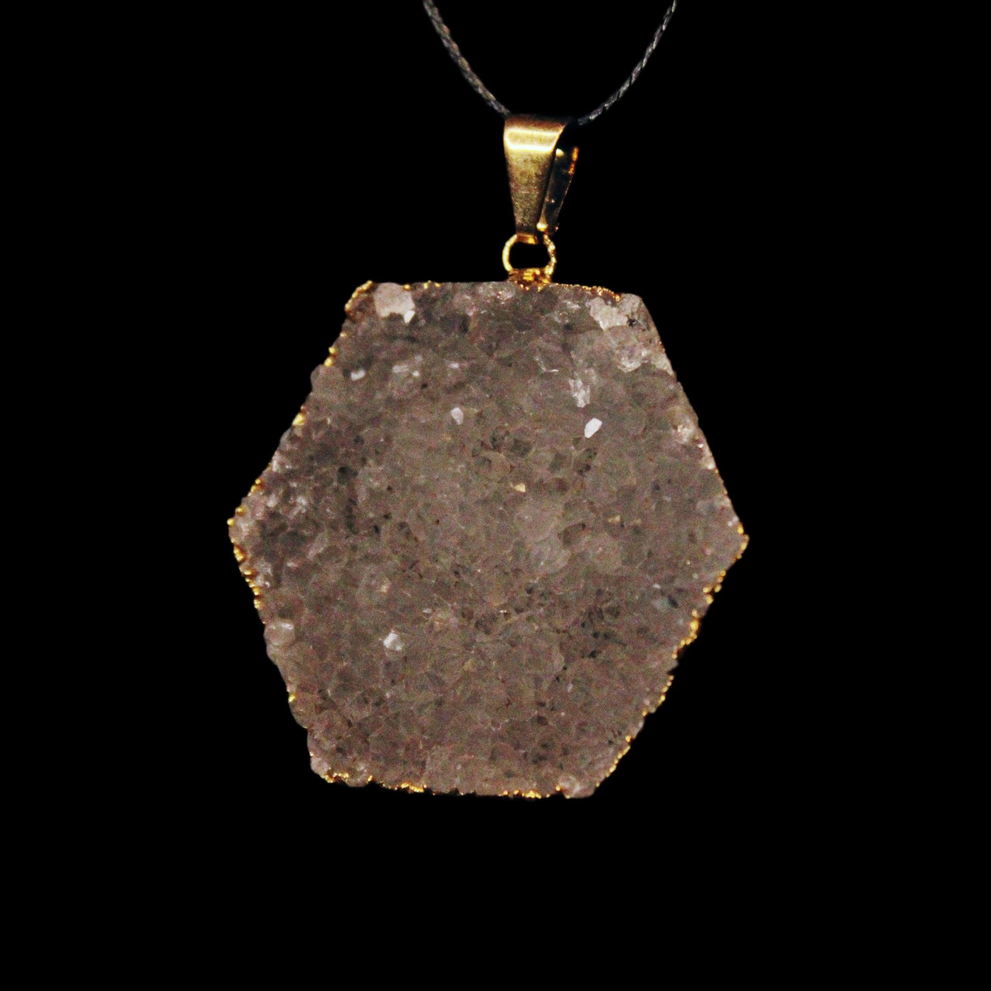 Gold Plated Druzy Hexagon Pendant