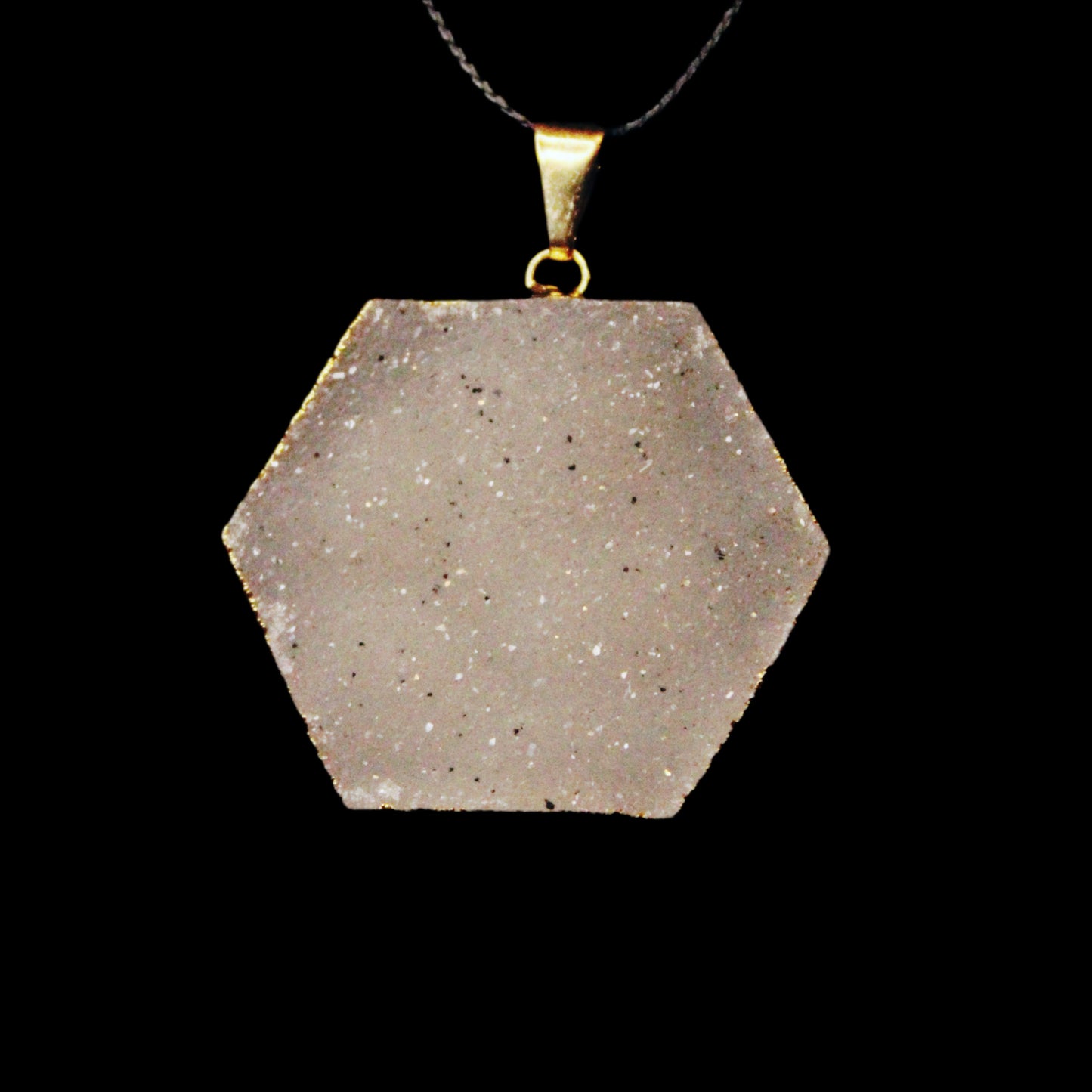 Gold Plated Druzy Hexagon Pendant