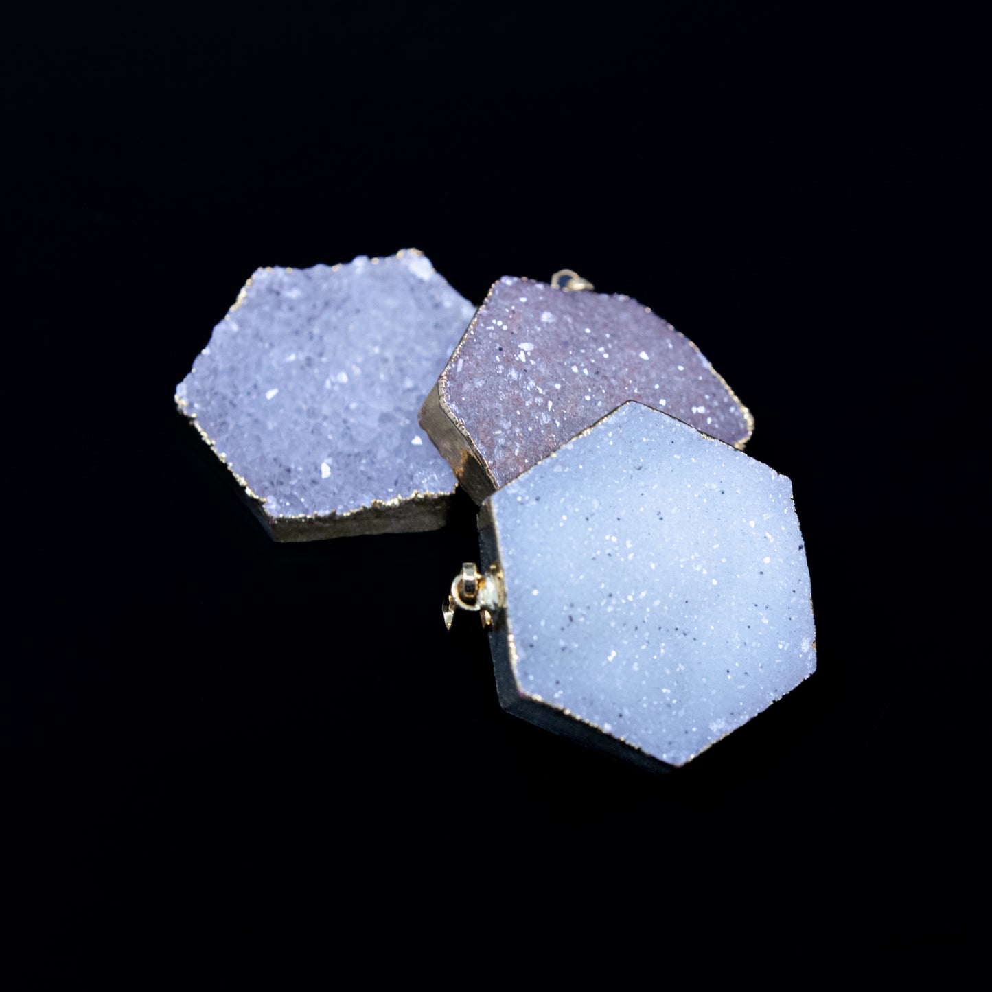 Gold Plated Druzy Hexagon Pendant