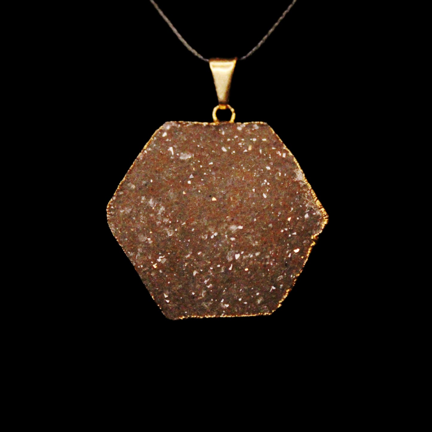 Gold Plated Druzy Hexagon Pendant